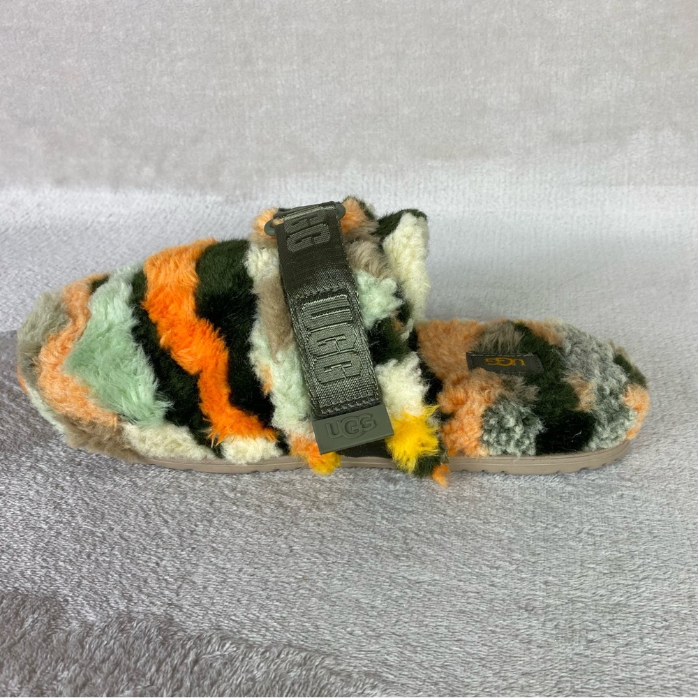UGG Fluff It Cali Collage Slippers Shoes Mens Size 10 Green Camo Clog Adjustable - Picture 2 of 10